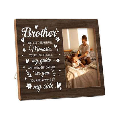 Memorial Pictures Frame, Brother You Left Beautiful Memories Photo Frame, Sympathy Gifts For Loss Of Brother, Farmhouse Home Living Room Bedroom Decoration -b26 - style: Brother
