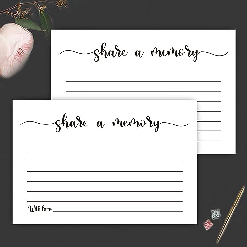 50 Share a Memory Cards, Memory Card for Celebration of Life, Graduation, Wedding, Retirement, Going Away Party (4" x 6")