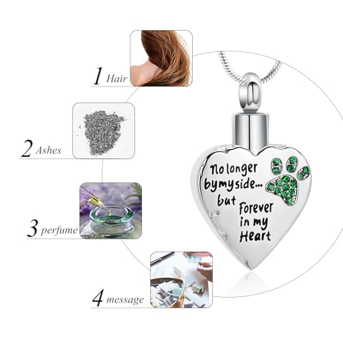 memorial jewelry Your Wings were Ready, But My Heart was Not Stainless Steel Carved Locket Cremation Urn Necklace for Pet Dog Cats - color: No Longer-Green