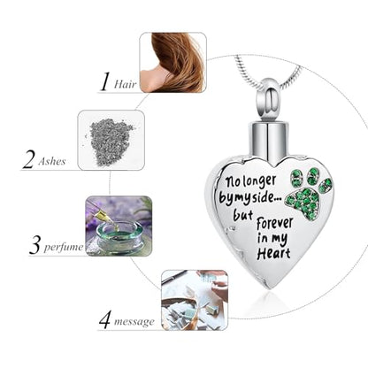 memorial jewelry Your Wings were Ready, But My Heart was Not Stainless Steel Carved Locket Cremation Urn Necklace for Pet Dog Cats - color: No Longer-Green