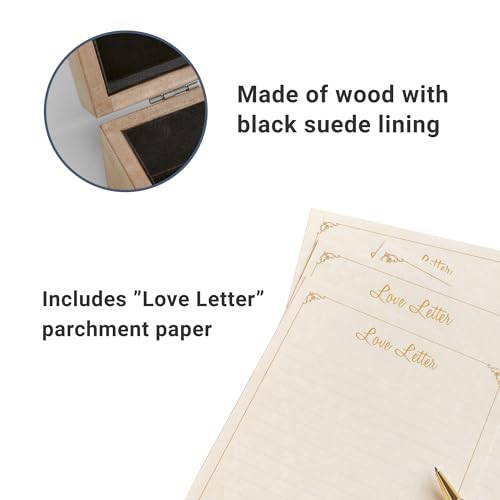 Let's Make Memories Personalized Wooden Keepsake Box With Hinged Lid - Wood Memento Box - Decorative Storage - Home Decor - For Couples, Wedding, Newlyweds - Laser Engraved - Love Letters - style: Love Letters