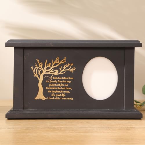 Wooden Urns for Human Ashes - Wood Cremation Urns Adult for Funeral, Burial or Home - Urns for Ashes Men Women - Decorative Urn for Ashes Male Female (Black Tree of Life, with Frame)