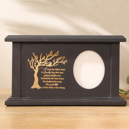 Wooden Urns for Human Ashes - Wood Cremation Urns Adult for Funeral, Burial or Home - Urns for Ashes Men Women - Decorative Urn for Ashes Male Female (Black Tree of Life, with Frame)