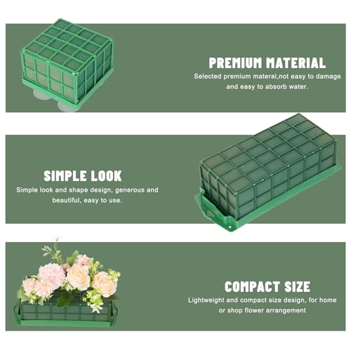 6Pcs Floral Foam Cage Set, 4 Square and 2 Rectangle Flower Holders | Water-Absorbing Foam Blocks with Adhesive Tape for Fresh and Artificial Flower Arrangements