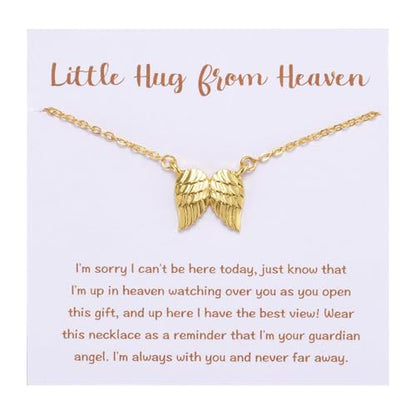 Little Hug from Heaven Angel Wings Necklace Gift for Women, Guardian Angel Sympathy Condolence Gift for Loss Mom Dad - style: angel wings neck gold