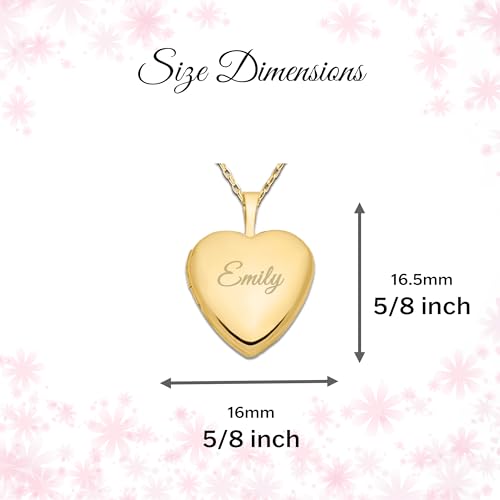 Cherished Moments .925 Sterling Silver or 14K Gold-Plated Engraved Heart Locket Necklace for Little Girls, Teens, or Women - style: Gold-14 inch