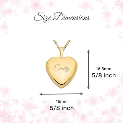 Cherished Moments .925 Sterling Silver or 14K Gold-Plated Engraved Heart Locket Necklace for Little Girls, Teens, or Women - style: Gold-14 inch