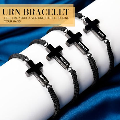 Ecation Cremation Jewelry, Urn Bracelet for Ashes - color: Black, style: Christian