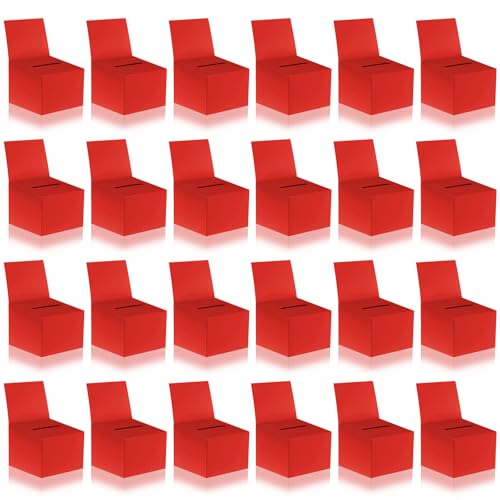 24 Pcs Raffle Boxes Cardboard Box with Slot for Ticket and Removable Header, 6.5 x 4.5 x 4.5 Inch Ballot Box Donation Box Charity Box for Collecting Business Card Voting Contest(Red, 24 PCS) - color: Red, size: 24 PCS