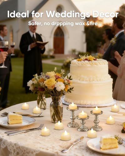 Amagic 100Pack Fake LED Tea Lights Candles Battery Operated, Warm White - color: White, size: 100 Pack