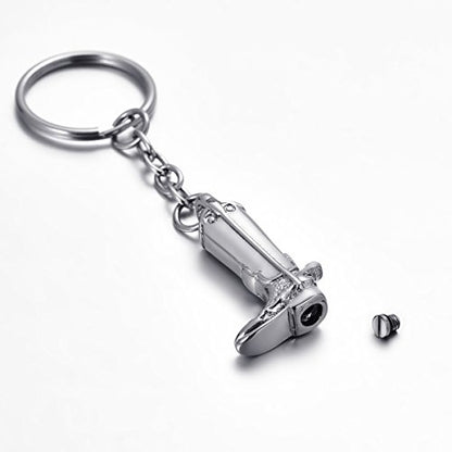 Cremation Jewelry Cool Army Boots Ashes Necklace Urn Pendant for Men & Cowboy Memorial Keepsake with Funnel Kit - style: Keychain