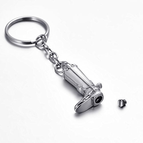 Cremation Jewelry Cool Army Boots Ashes Necklace Urn Pendant for Men & Cowboy Memorial Keepsake with Funnel Kit - style: Keychain-customized