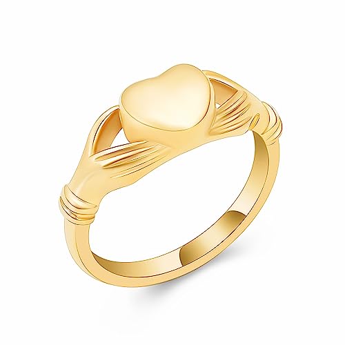 Minicremation Cremation Urn Ring for Ashes for Women Stainless Steel Heart Finger Ring Waterproof Memorial Keepsake Cremation Ring Holds Loved Ones Ashes - color: Gold, size: 5#
