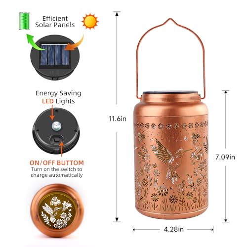 WACLSTDAY Hummingbird Solar Lanterns Outdoor Waterproof Garden Decor Birthday Gifts for Women Men Mom Hanging Solar Lights Metal Decoration Outside for Yard,Patio,Backyard,Porch,Easter - style: B.New Hummingbird