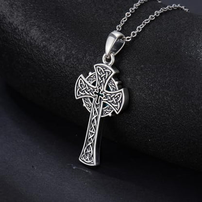 PROESS Cross Necklace for Women Men Sterling Silver Rose/Sunflower Cross Pendant Religious Jewelry Christmas Birthday Mothers' Day Gifts - color: 21-Turquoise Cross