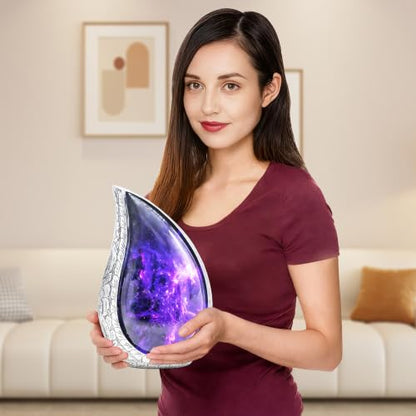 M MEILINXU Purple Urns for Human Ashes Adult Female, Cosmic Galaxy Teardrop - color: Purple & Blue, size: Large / Full Size