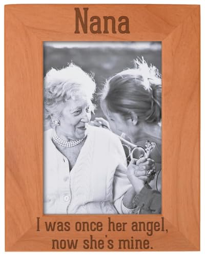 ThisWear Bereavement Nana Once Angel Now Mine Wood Frame - Portrait 5x7 | Sentimental Photo Frame, Laser Engraved, Holds 5x7 Photo, Grandma Memorial Frame Nana - size: 5x7 Photo - Portrait
