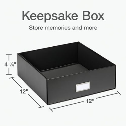 Oxford Keepsake Box, Protective Storage Box, Home and Office Organizer, Photo Storage Box, Souvenir Organizer, Medium, 12" x 12" x 4 1/4" (41788) - size: 12" x 12" x 4 1/4"