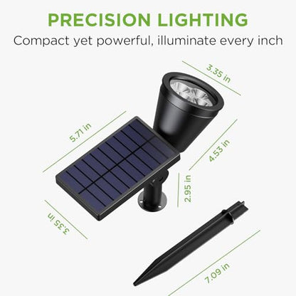 InnoGear 6 Solar Lights Outdoor Spotlight Garden Yard Landscape Flag, White | Waterproof, Auto On/Off, Adjustable Brightness, 2 Installations, Flag Pole, Tree, Uplights, Solar Powered Spotlight, Pathway - color: White