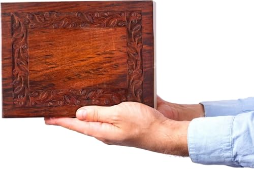 SOULURNS Border Engraved Wooden Urn for Human Ashes - Rosewood Cremation Urn for Adult Male or Female (Nested Set of 4) - size: Nested Set of 4