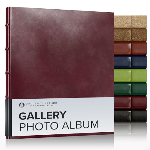 Gallery Leather Photo Album 4x6 Pictures with Slip-In Pockets & Writing | Space – Holds up to 120 Photos, Ring Bound, Made in USA – Acadia Deep Red - 11.75" x 10.5" - color: Acadia Deep Red, size: 11.75" x 10.5"