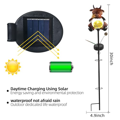 2 Pack Solar Highland Cow Garden Stake Lights for Outside Waterproof - color: Brown-2 Pack