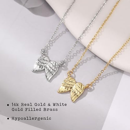 GINAZL Angel Wings Memorial Necklace Sympathy Gifts for Loss of Loved One Bereavement Gift Memorial Gifts for Loss of Dad Mom - style: It's OK