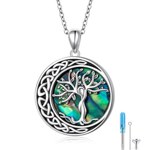 Ashes Necklace 925 Sterling Silver Urn Pendant for Ashes Cremation Keepsake Jewelry for Human Pet Ash Memorial Gift for Women Men - color: Tree of Life
