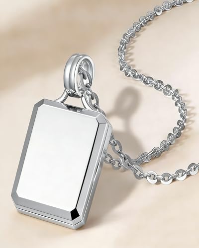 YOUFENG Love Heart Locket 14K Gold-Filled Oval Circle Rectangle Lockets that Hold Pictures Necklace for Women - color: SilverRectangle