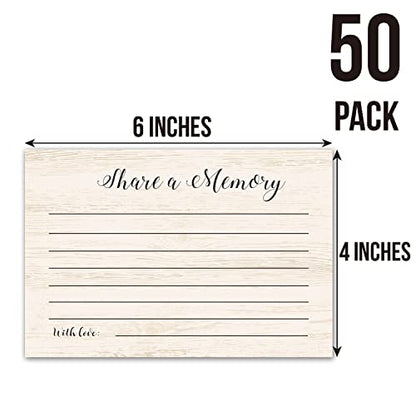 Share A Memory Cards, 50 Rustic Wood Cards and Sign for Wedding, Shower, Birthday, Funeral, Retirement, Graduation, Life Memories, Guest Book Alternative Advice Game.