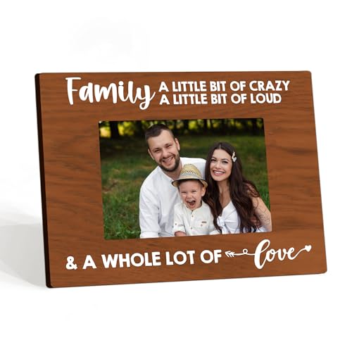 Rustic Family Picture Frame - Family A Little Bit of Crazy A Little Bit of Loud - Wooden Picture Frame Fits 4x6 inches Photo - Farmhouse Birthday Gift For Grandparents Parents-A02 - color: Family