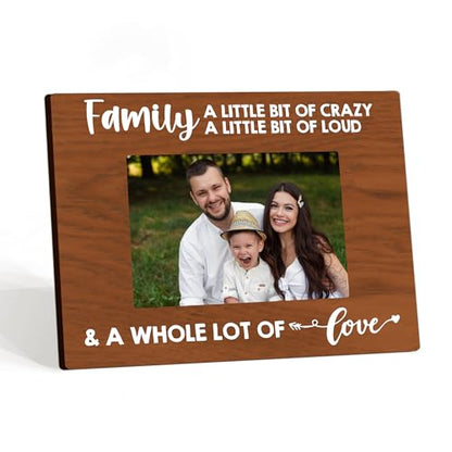 Rustic Family Picture Frame - Family A Little Bit of Crazy A Little Bit of Loud - Wooden Picture Frame Fits 4x6 inches Photo - Farmhouse Birthday Gift For Grandparents Parents-A02 - color: Family