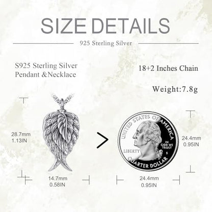 925 Sterling Silver Wing Urn Necklace for Ashes Necklace Men Women Angel Wing Cremation Jewelry Memory
