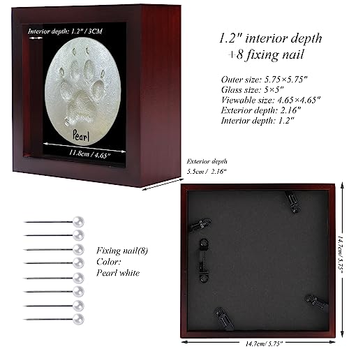 1DOT2 5x5 Shadow Box Frame Display Case, Cherry Red | Grade A Pine Wood, HD Glass Front, Soft Linen Back, 1.2 Inch Depth, MDF Backboard, For Pet Flower Photos Cherry Red - color: Cherry Red, size: 5x5