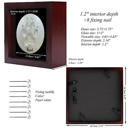 1DOT2 5x5 Shadow Box Frame Display Case, Cherry Red | Grade A Pine Wood, HD Glass Front, Soft Linen Back, 1.2 Inch Depth, MDF Backboard, For Pet Flower Photos Cherry Red - color: Cherry Red, size: 5x5