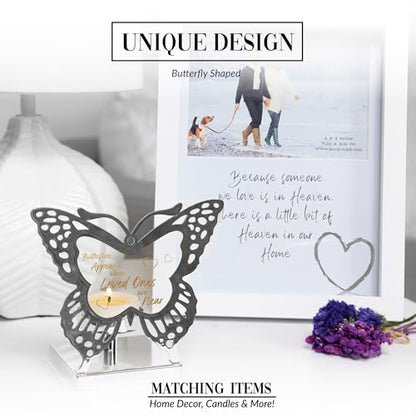 Pavilion Gift Company- Butterflies - 4.75" Silver Butterfly Shaped Tealight Holder Tealight Candle Memorial Bereavement Remembrance Funeral Home Decor