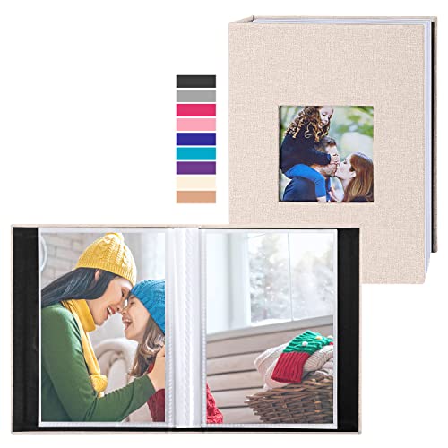 Ywlake Photo Album 4x6 100 Pockets 2 Packs, Small Mini Capacity Linen Photo Album Bulk Sets, Each Pack Holds 100 Top Loader Vertical Only Picture for Kids Boy Girls Beige - color: Beige, size: 100 Pockets/2PK