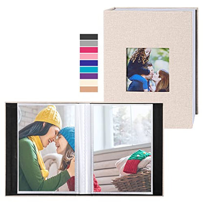 Ywlake Photo Album 4x6 100 Pockets 2 Packs, Small Mini Capacity Linen Photo Album Bulk Sets, Each Pack Holds 100 Top Loader Vertical Only Picture for Kids Boy Girls Beige - color: Beige, size: 100 Pockets/2PK