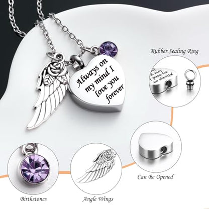 Fumete 5 Pcs Urn Necklaces for Ashes Cremation Keepsake - color: Light Purple