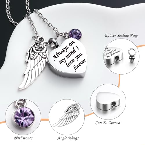 Fumete 5 Pcs Urn Necklaces for Ashes Cremation Keepsake - color: Light Purple
