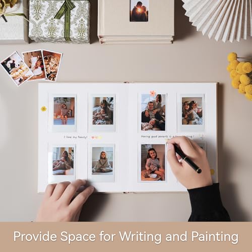 Instax Mini Photo Album with Writing Space, 112 Pockets, Grey | Compatible with 2x3 inch & Polaroid Pictures, Recessed Clear Pockets, Wedding Guest Book and Family Memories - color: Grey, size: 112 Pockets
