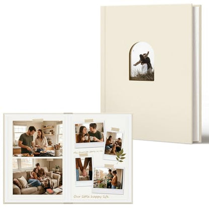 Vienrose Scrapbook Photo Album, 11x8.5 Inch, 26 Pages, Beige | Linen Cover, Kraft Paper, DIY Scrapbooking, Wedding Baby Shower Family Graduation - color: Beige, size: 11x8 Inch, 26 Pages