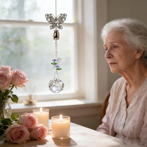 Butterfly Crystal Catcher Mini Urn for Ashes Keepsake Suncatcher with Small Cremation Holder,Hanging Memorial Decor mini urn,1.2 Inches Tiny urn for Human or Pet Ashes Sharing Memorial Urn