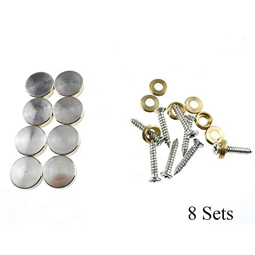 Hahiyo 16mm Diameter Mirror Screws Brushed Stainless Steel Solid Easy Install Brass Washer Decorative Caps Fasteners Nails 8 Pairs for Bathroom Mirrors Panels Kitchen Ceiling Arts Crafts - size: 16mm-8sets