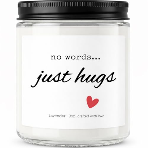 Sympathy Gifts for Loss of Loved One, Memorial Candle 9oz Lavender Scented Soy Candle, “No Words… Just Hugs” Remembrance & Bereavement Gift, Grief Gifts for Women, Condolence Gift, 50 Hour Burn, Bold - color: white2