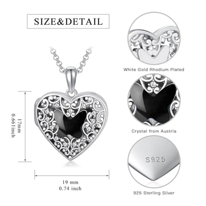 Dorunmo Personalized Locket Necklace 925 Sterling Silver that Holds Pictures Butterfly Birthstone Photo Heart Locket Custom Jewelry Congratulations New Beginnings New Job Gifts for Women - color: Butterfly Black, style: Personalized Photo + Text
