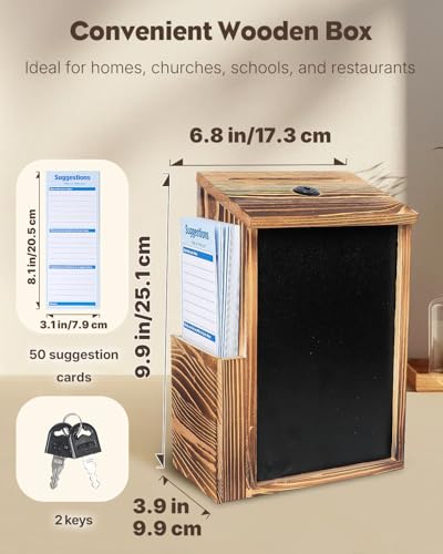 Uniclife Wood Suggestion Box, Donation Box with Key Lock - color: 6.8" L x 3.9" W x 9.9" H