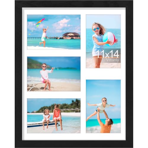 Vittanly 11x14 Collage Picture Frame, Displays 5Pcs 4x6 Pictures, Black - color: Black, size: 11x14