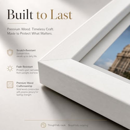 4 Pack Shadow Box Frame Display Cases, 8"x 8" Wood Deep Black Handicrafts Shadowbox Picture Frame for Flowers Jersey Baby Wedding Dress (White) - color: White, size: 8X8