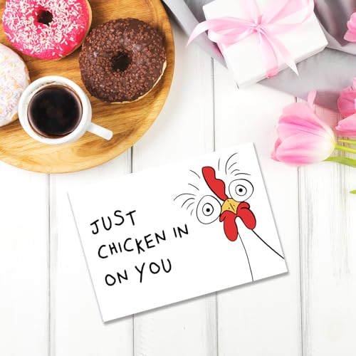 Funny Thinking of You Card, Humorous Chicken Encouragement Cards, Funny Get Well Get Better Cards, Humor Miss You Gift for Friend, Chicken in on You! - color: #2